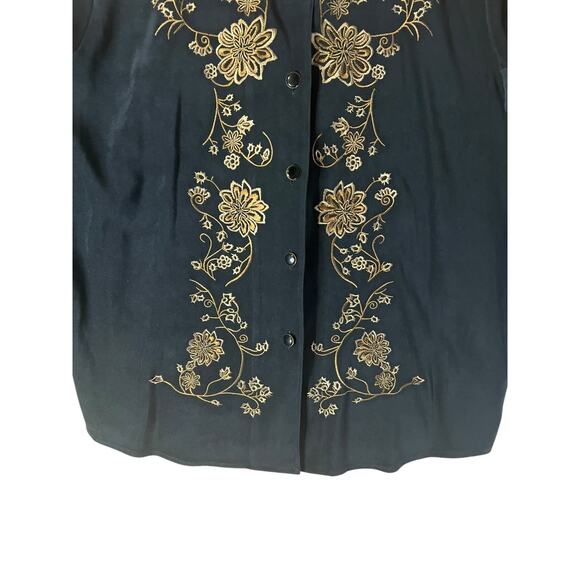 Victor Costa Vintage Women's Velvet Floral Embroidered Jacket Black Size Large - Picture 7 of 10